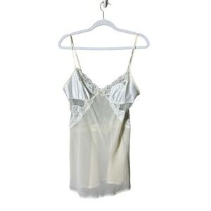 Victoria Secrets Silk Y2K Babydoll Cami Slip Dress M Fairycore Coquette Lace